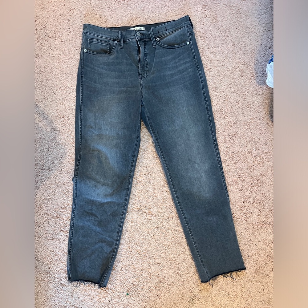 Madewell stovepipe black grey washed jeans